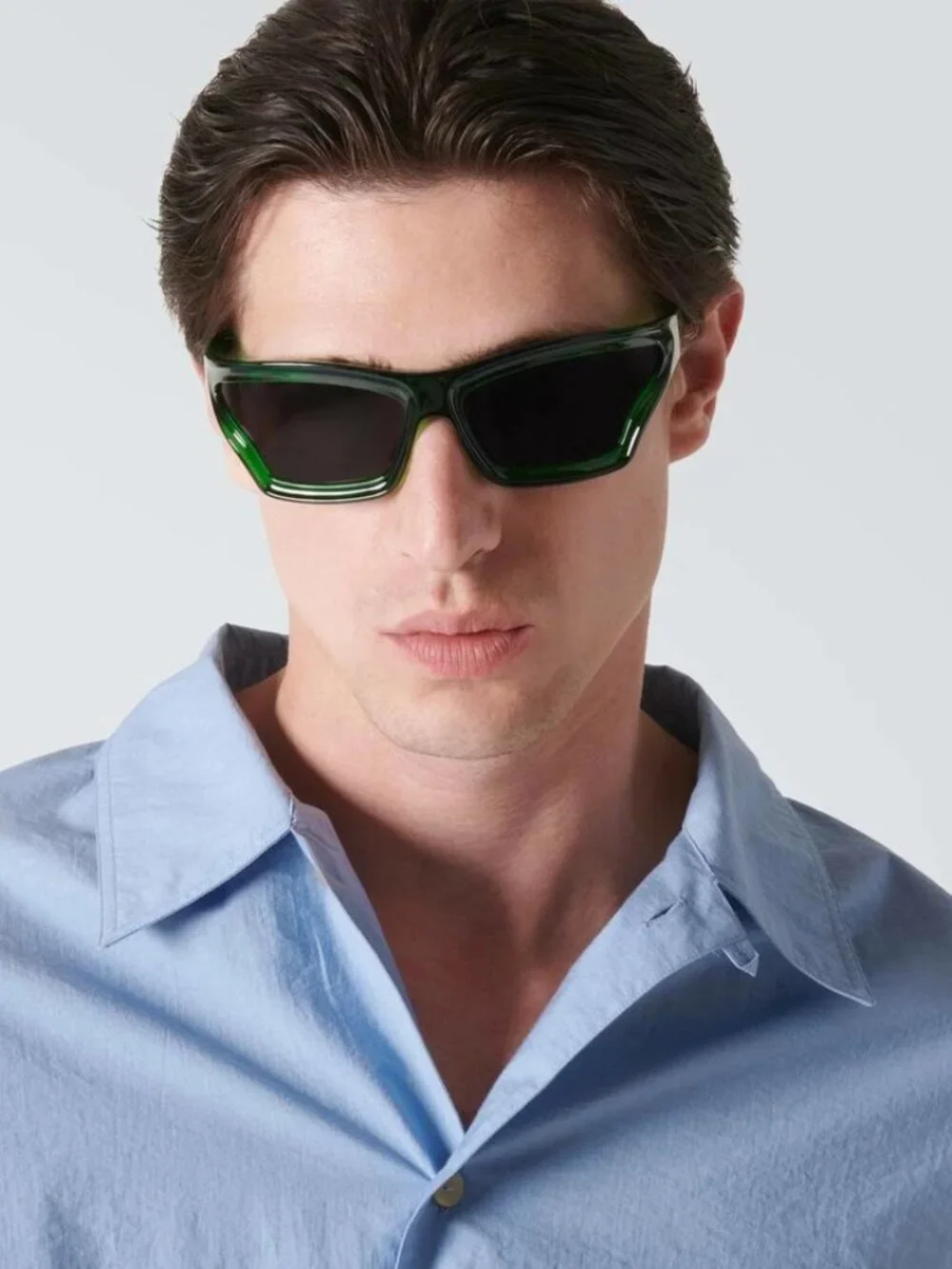 Loewe Men Sunglasses Green Smoke Wraparound LW40143U 98A NEW AUTHENTIC